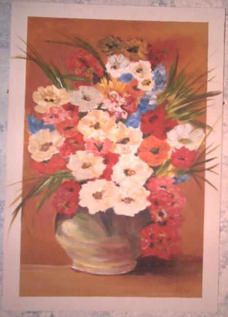 Painting titled "Le bouquet de fleurs" by Josy Devera, Original Artwork