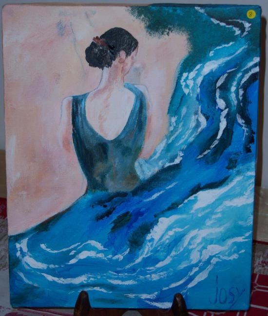 Painting titled "L'andalouse robe bl…" by Josy Devera, Original Artwork