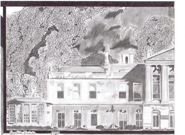 Dibujo titulada "Scottish Estate/ pa…" por Queen Patrick, Obra de arte original, Otro