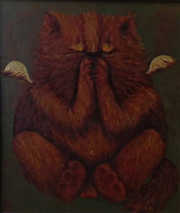 Painting titled "Кот.jpg" by Regina Black, Original Artwork, Oil