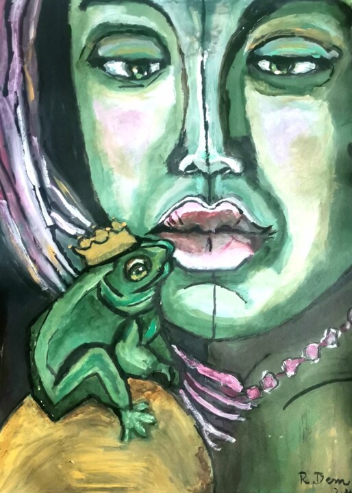 Картина под названием "Kiss me" - Regina Dem, Подлинное произведение искусства, Акрил