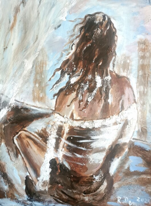 Картина под названием "With my head in the…" - Regina Dem, Подлинное произведение искусства, Акрил