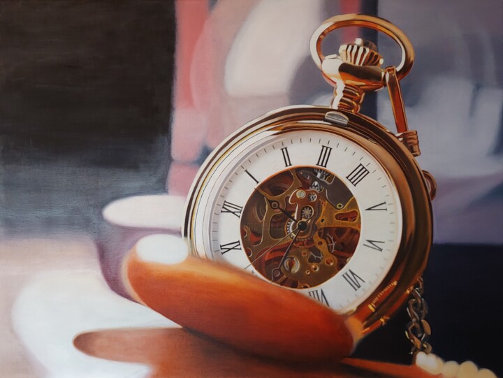 Malerei mit dem Titel "Zeit ist kostbar /…" von Regina Hermann, Original-Kunstwerk, Öl Auf Keilrahmen aus Holz montiert