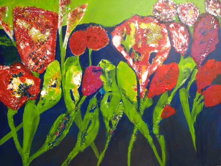 Peinture intitulée "Tanz der Blüten" par Regina Lieder- Schönn, Œuvre d'art originale, Acrylique