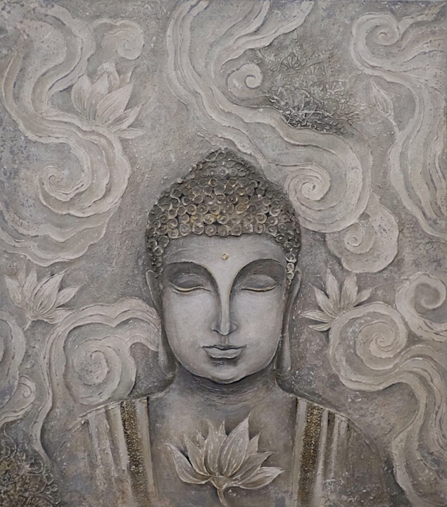 Картина под названием "Будда" - Регина Юсупова, Подлинное произведение искусства, Акрил
