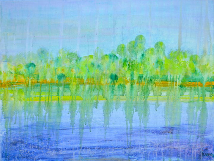 Malerei mit dem Titel "Soft Rain" von Regina Valluzzi, Original-Kunstwerk, Acryl