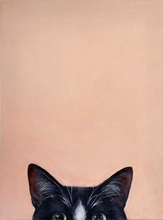 Картина под названием "Black Cat" - Regina Baybikova, Подлинное произведение искусства, Масло