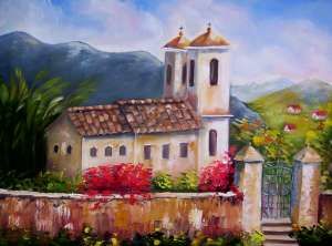 Painting titled "igreja" by Regina Schwingel, Original Artwork