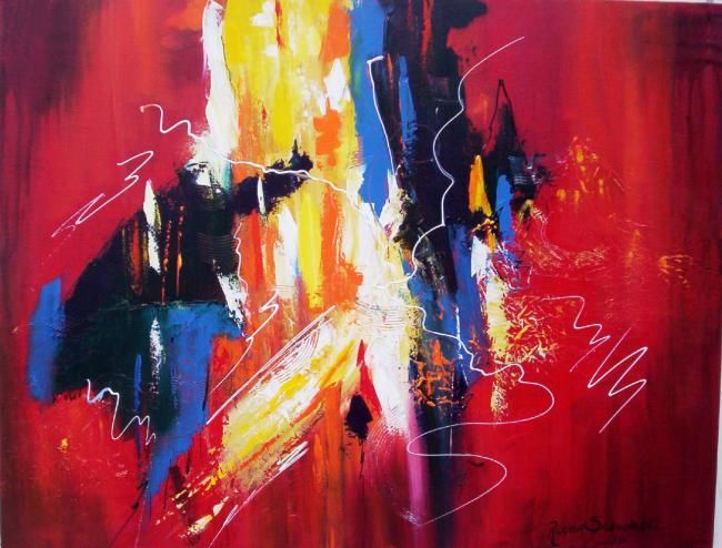 Pintura intitulada "ABSTRATO RED" por Regina Schwingel, Obras de arte originais