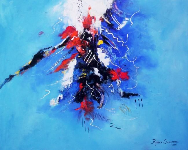 Pintura intitulada "ABSTRATO BLUE" por Regina Schwingel, Obras de arte originais