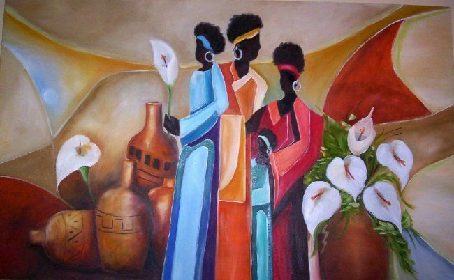 Pintura intitulada "AFRICANAS 3" por Regina Schwingel, Obras de arte originais