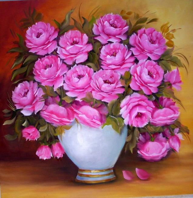 Malerei mit dem Titel "FLORAL DE ROSAS XXX" von Regina Schwingel, Original-Kunstwerk