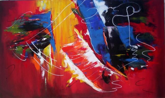 Pintura intitulada "ABSTRATO RED II" por Regina Schwingel, Obras de arte originais
