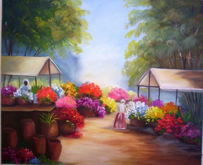 Painting titled "FLORISTAS 24" by Regina Schwingel, Original Artwork