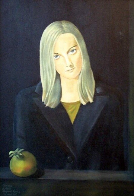 Schilderij getiteld "Girl with Pommegran…" door Reginald Gray, Origineel Kunstwerk