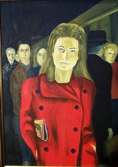 Painting titled "Helene a la Gare" by Reginald Gray, Original Artwork
