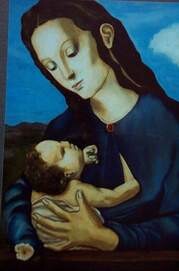 Pintura intitulada "vierge et enfant" por Reginald Gray, Obras de arte originais