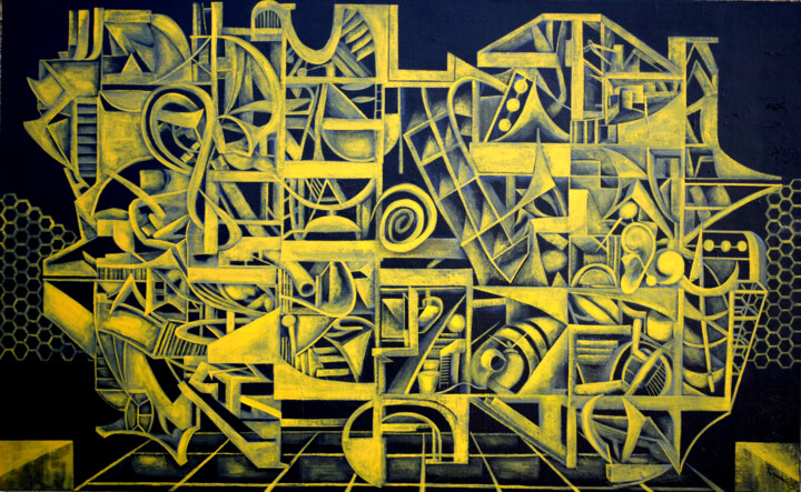 Painting titled "Black and Gold comp…" by Reginald Williams, Original Artwork, Acrylic