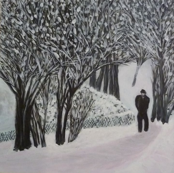「promenade hivernale」というタイトルの絵画 Régine Ledanoisによって, オリジナルのアートワーク, アクリル