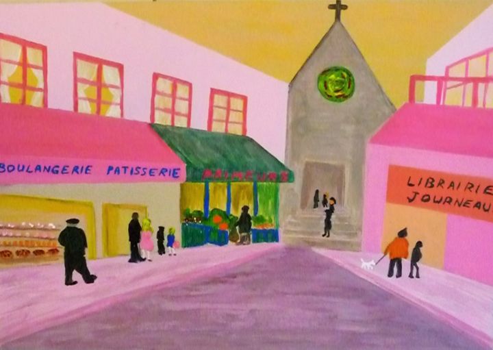 Painting titled "dimanche matin au v…" by Régine Ledanois, Original Artwork, Acrylic