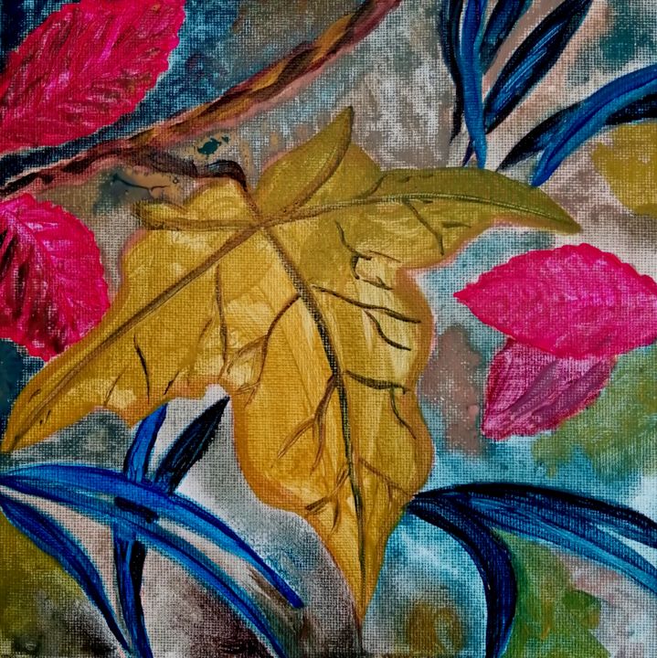 Painting titled "Automne 1" by Régine Ledanois, Original Artwork, Acrylic