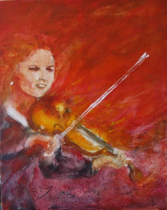Painting titled "violon d'Irlande" by Navema, Original Artwork, Acrylic Mounted on Wood Stretcher frame