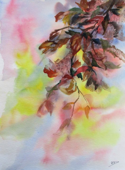Painting titled "Automne II" by Navema, Original Artwork, Watercolor