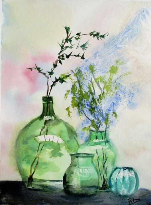 Painting titled "Transparences II" by Navema, Original Artwork, Watercolor