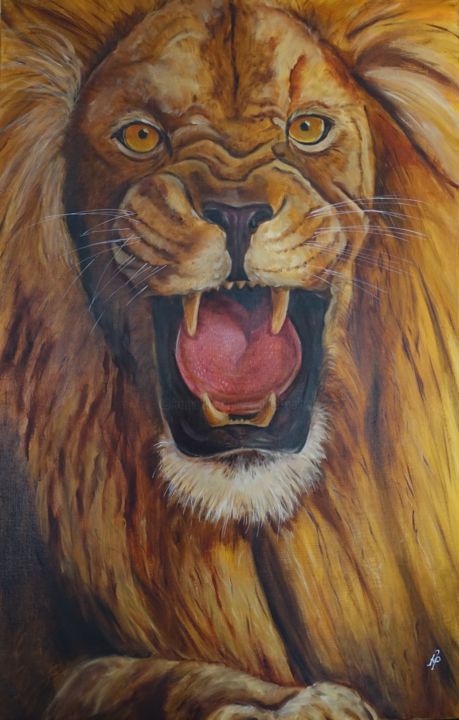 Painting titled ""LA RAGE DE CECIL"" by Régine Peltier, Original Artwork, Oil Mounted on Wood Stretcher frame