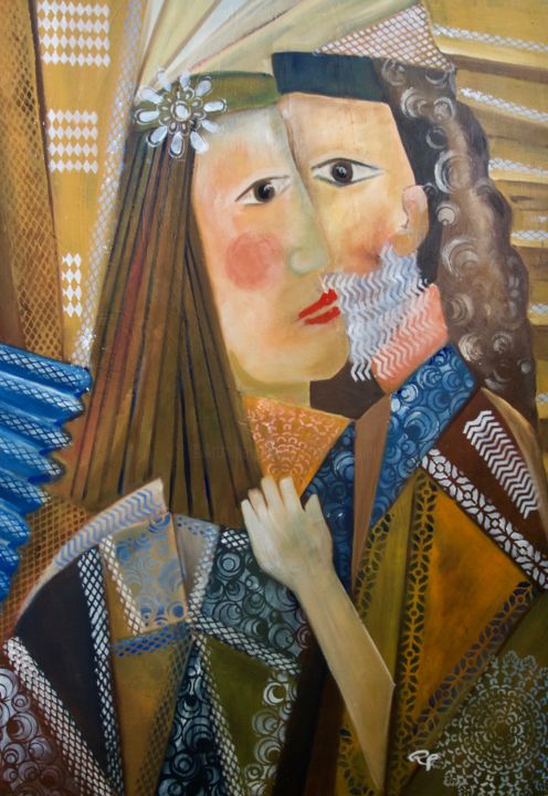 Malerei mit dem Titel ""CONFIDENCES"" von Régine Peltier, Original-Kunstwerk, Öl