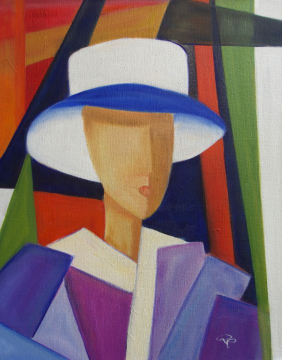 Peinture moderne femmes chapeau • Peintures sur toile