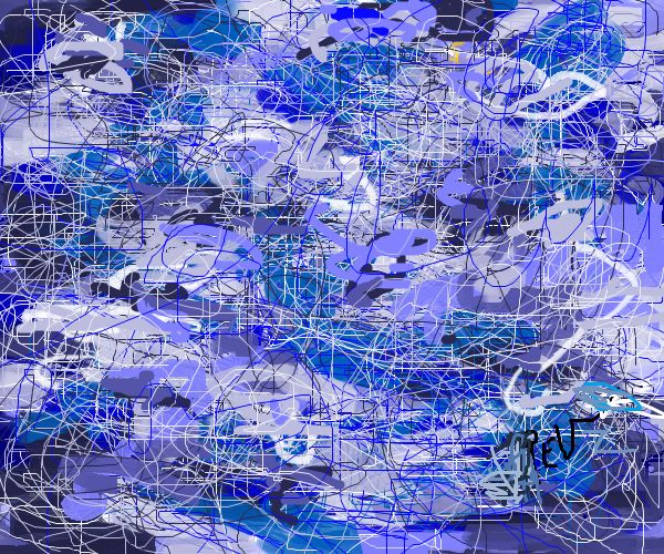 Digitale Kunst mit dem Titel "Eaux grises" von Rev, Original-Kunstwerk, Digitale Malerei