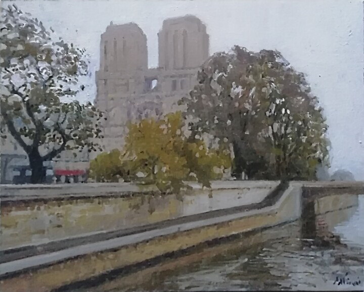 Pintura titulada "Notre Dame" por Régis Pettinari, Obra de arte original, Oleo