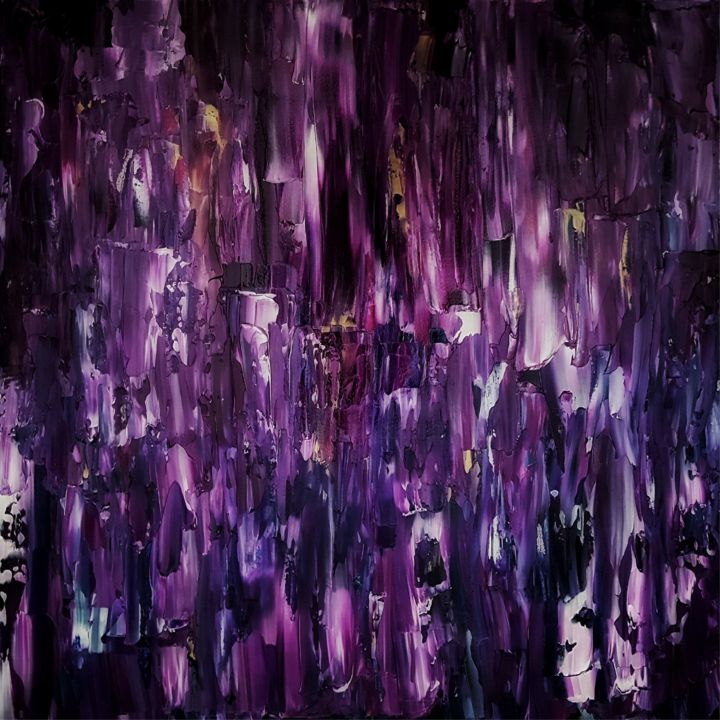 Painting titled "Purple Rain" by Rhea Embalzado, Original Artwork, Acrylic