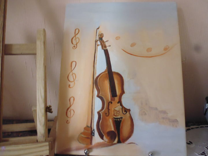 Painting titled "violon" by Reine, Original Artwork