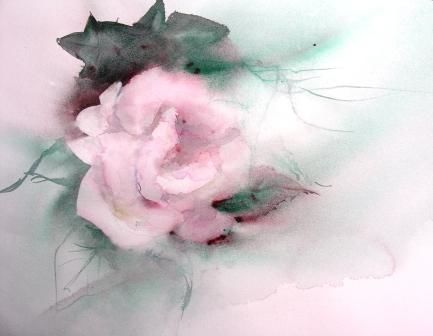 Painting titled "rose pivoine" by Reine-Marie Pinchon, Original Artwork