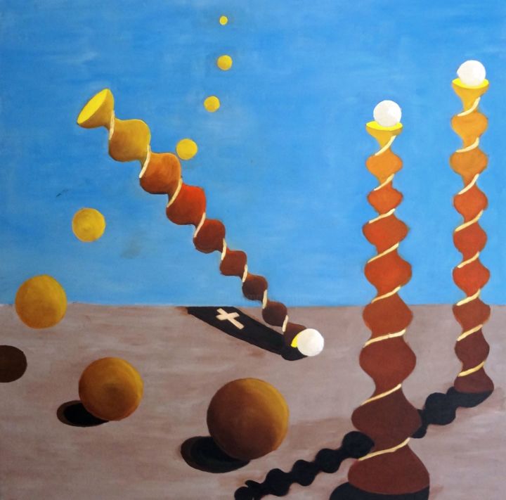 Painting titled "Equilibres" by Reine-Claude Schaefer, Original Artwork, Oil