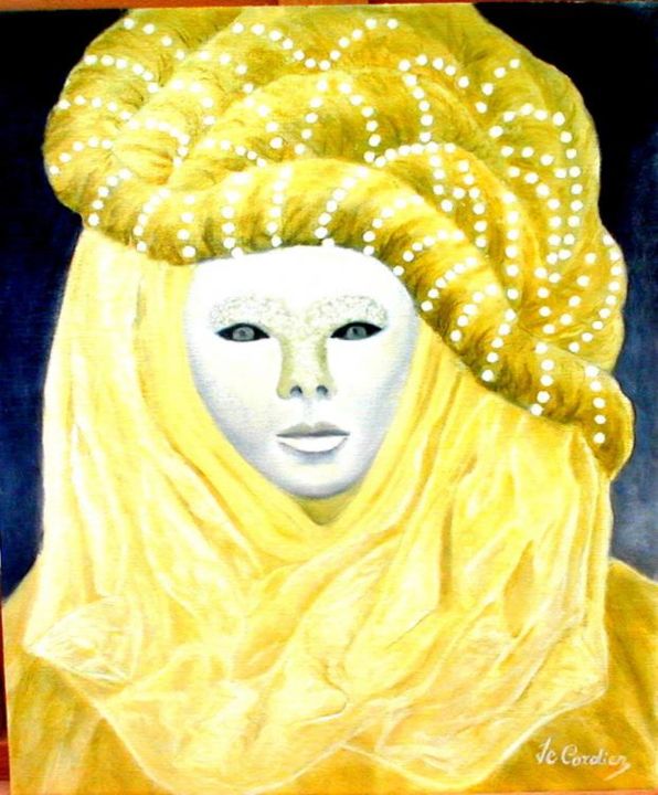 Peinture intitulée "masque de Venise 1" par Reine De Cordier, Œuvre d'art originale