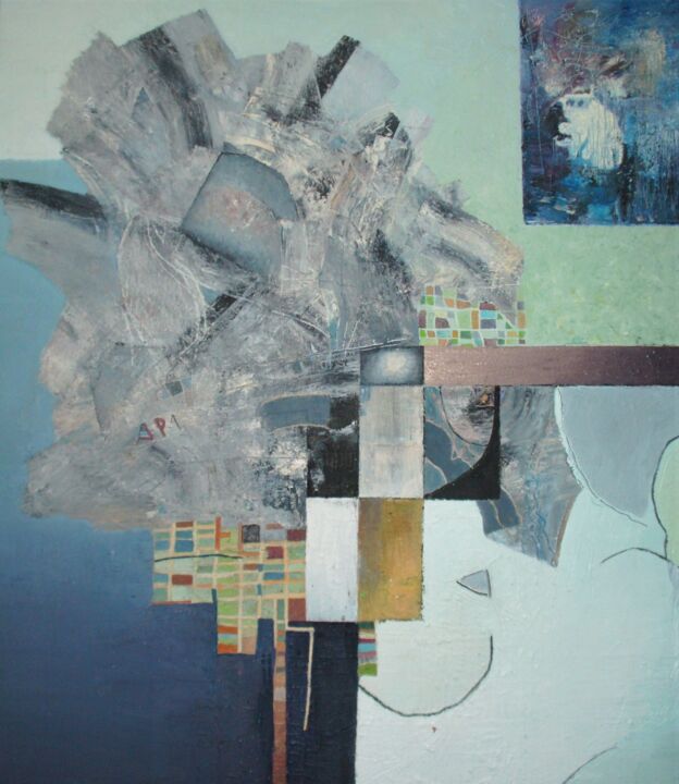 Peinture intitulée "grey explosion" par Reiner Makarowski, Œuvre d'art originale, Huile