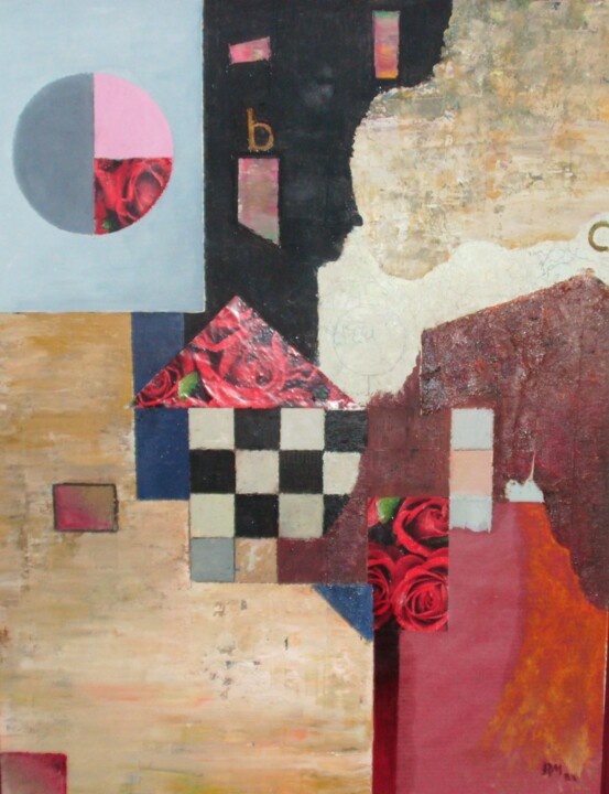 Collages getiteld "bc with roses" door Reiner Makarowski, Origineel Kunstwerk, Collages