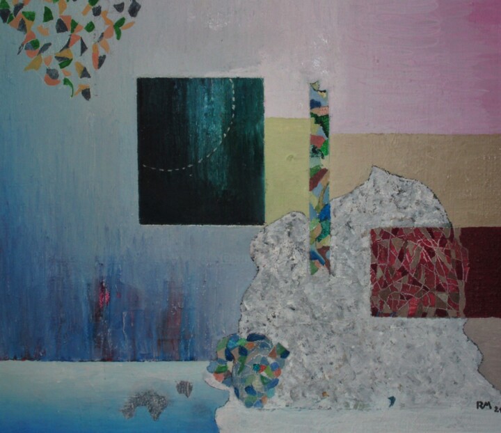 Malerei mit dem Titel "mit Eisberg" von Reiner Makarowski, Original-Kunstwerk, Öl