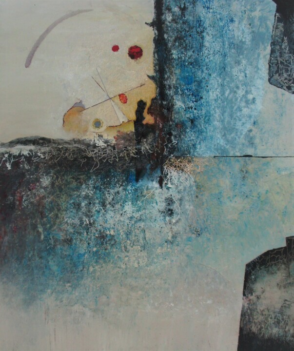 Malerei mit dem Titel "Feuer und Eis" von Reiner Makarowski, Original-Kunstwerk, Öl