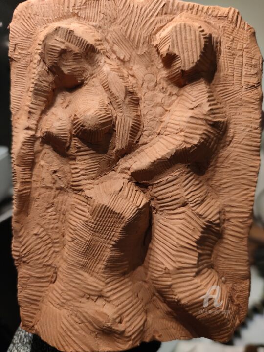 Sculptuur getiteld "Das Paar" door Reiner Poser, Origineel Kunstwerk, Klei