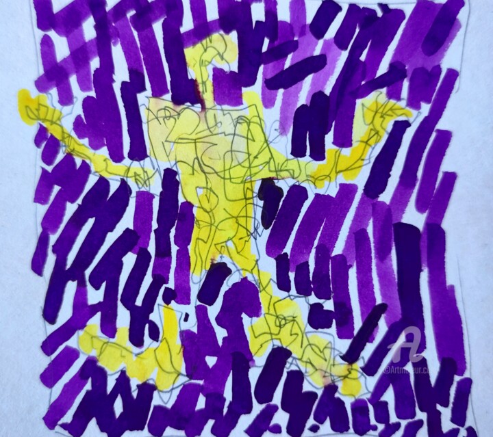 Peinture intitulée "Purple rain, purple…" par Reiner Poser, Œuvre d'art originale, Aquarelle