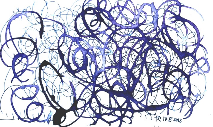Disegno intitolato "Loops" da Reiner Poser, Opera d'arte originale, Inchiostro
