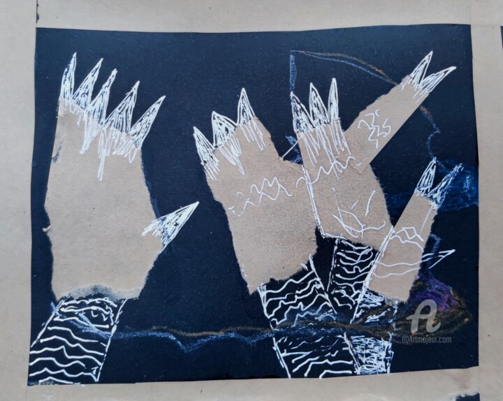 「Urgent manicure ple…」というタイトルのコラージュ Reiner Poserによって, オリジナルのアートワーク, コラージュ