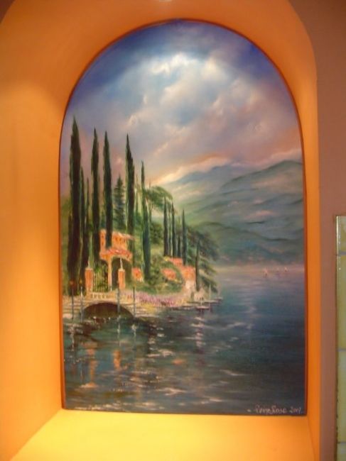 Painting titled "vue sur le lac de C…" by Reine-Rose, Original Artwork