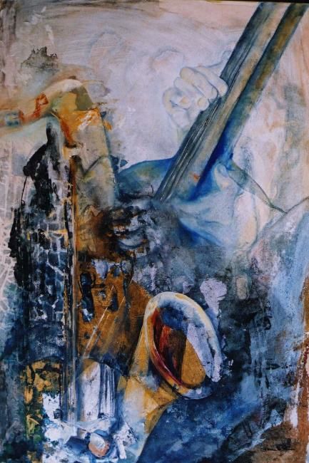 Painting titled "Instrumentos Musica…" by Reinis, Original Artwork, Oil