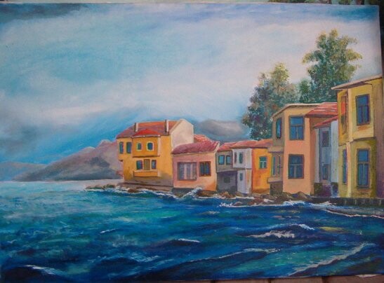 Painting titled "Churchman's House" by Reis, Original Artwork, Oil