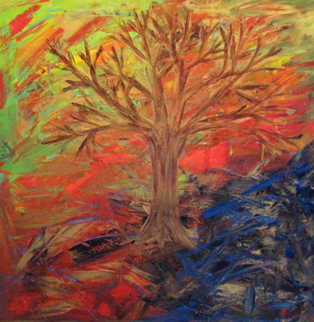 Peinture intitulée "4 saisons et la vie" par Deburane, Œuvre d'art originale, Huile